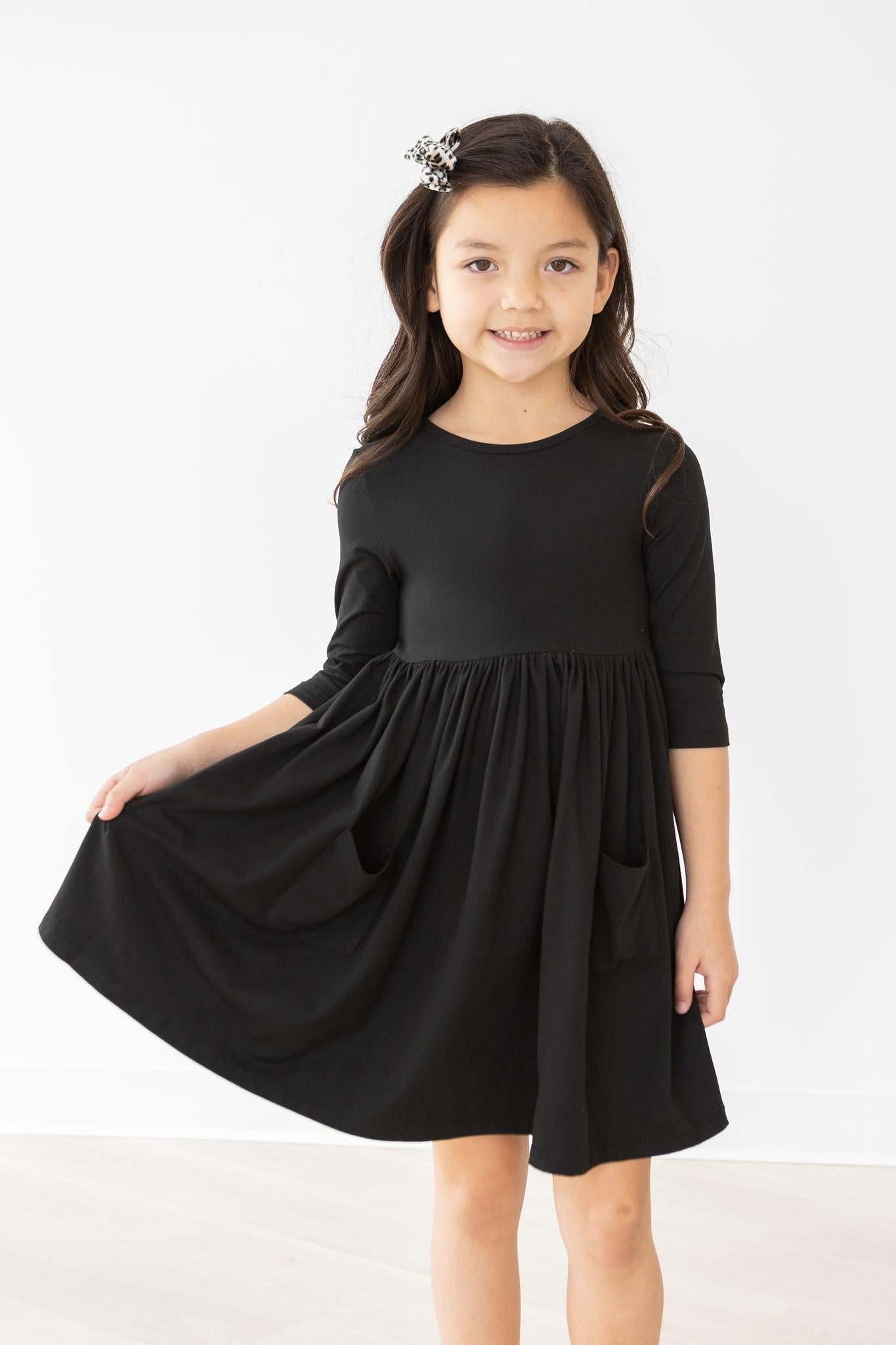 Jet Black Pocket Twirl Dress