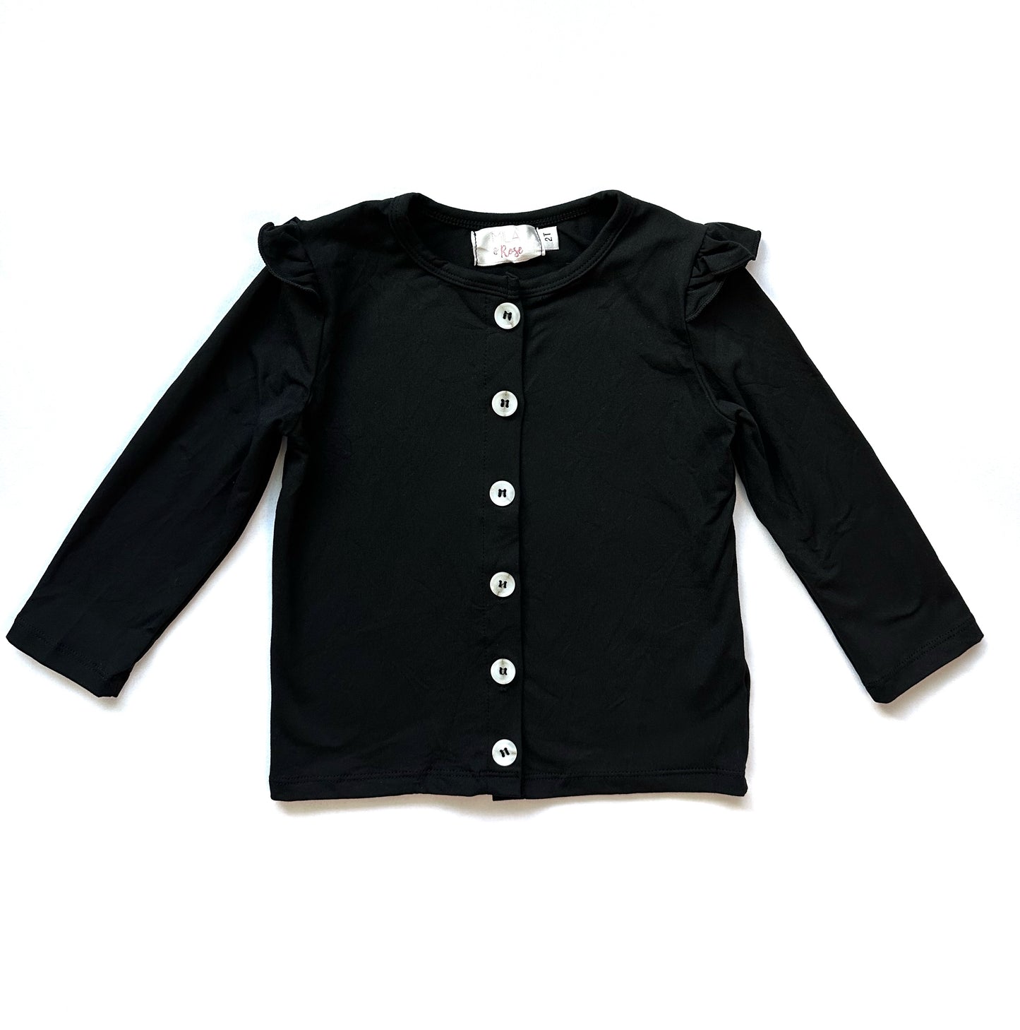 Jet Black Ruffle Cardigan