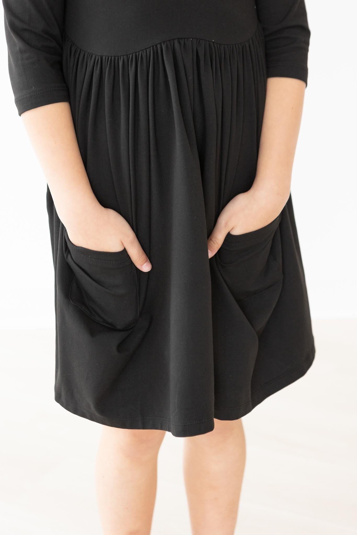 Jet Black Pocket Twirl Dress