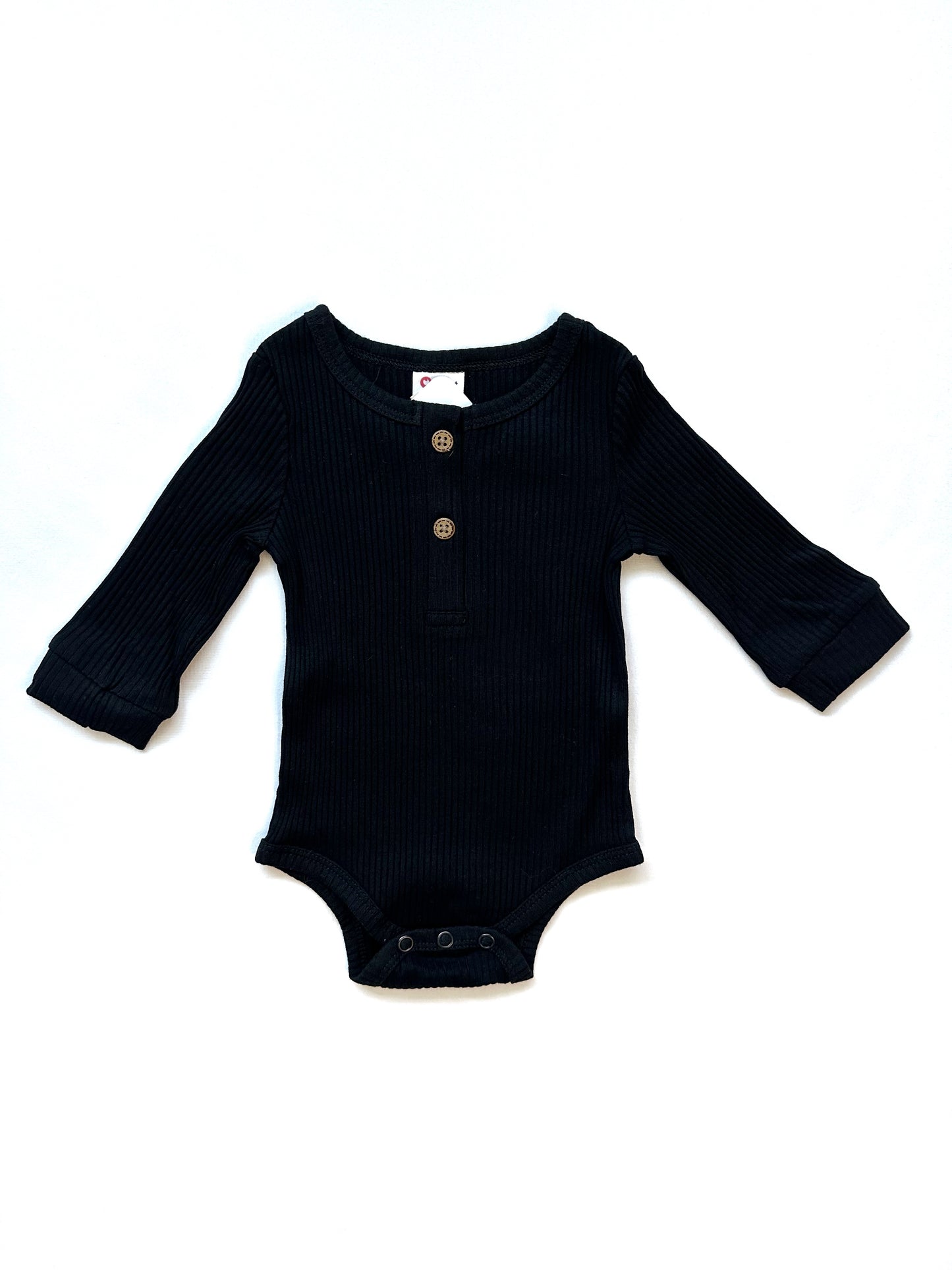 Ebony Basic Ribbed Long-sleeve Onsie