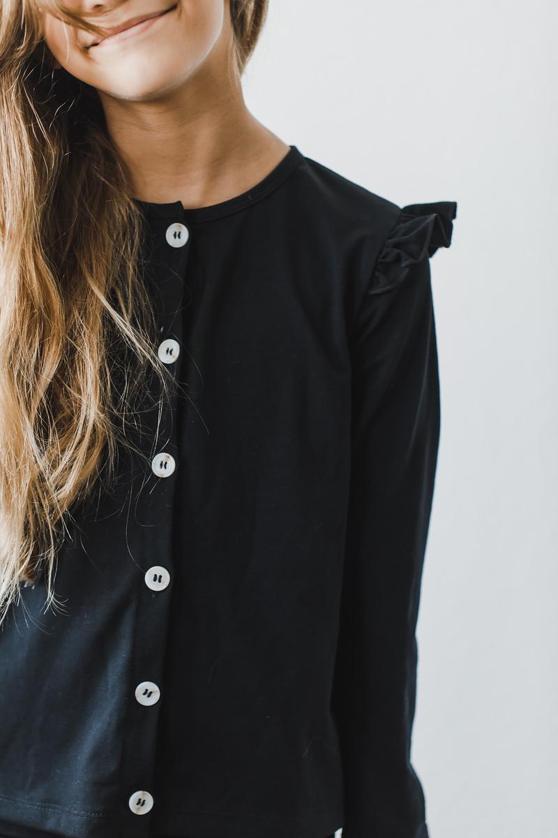 Jet Black Ruffle Cardigan