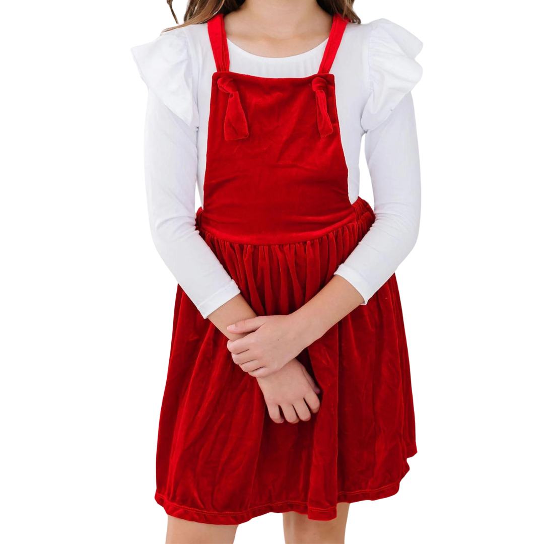 Girls online red pinafore