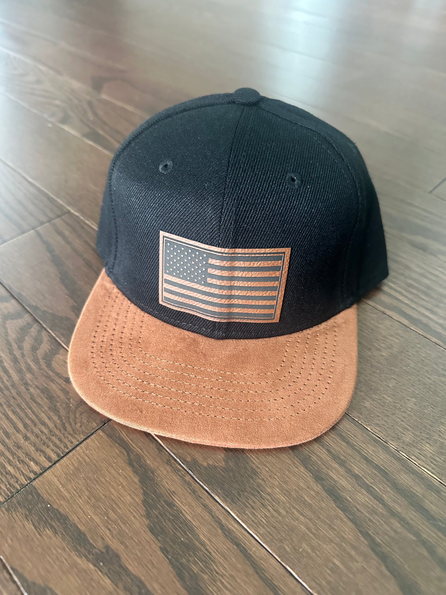American Flag Suede Bill Snapback Hat