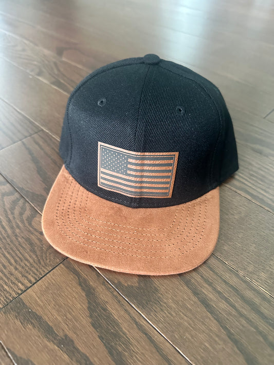 American Flag Suede Bill Snapback Hat