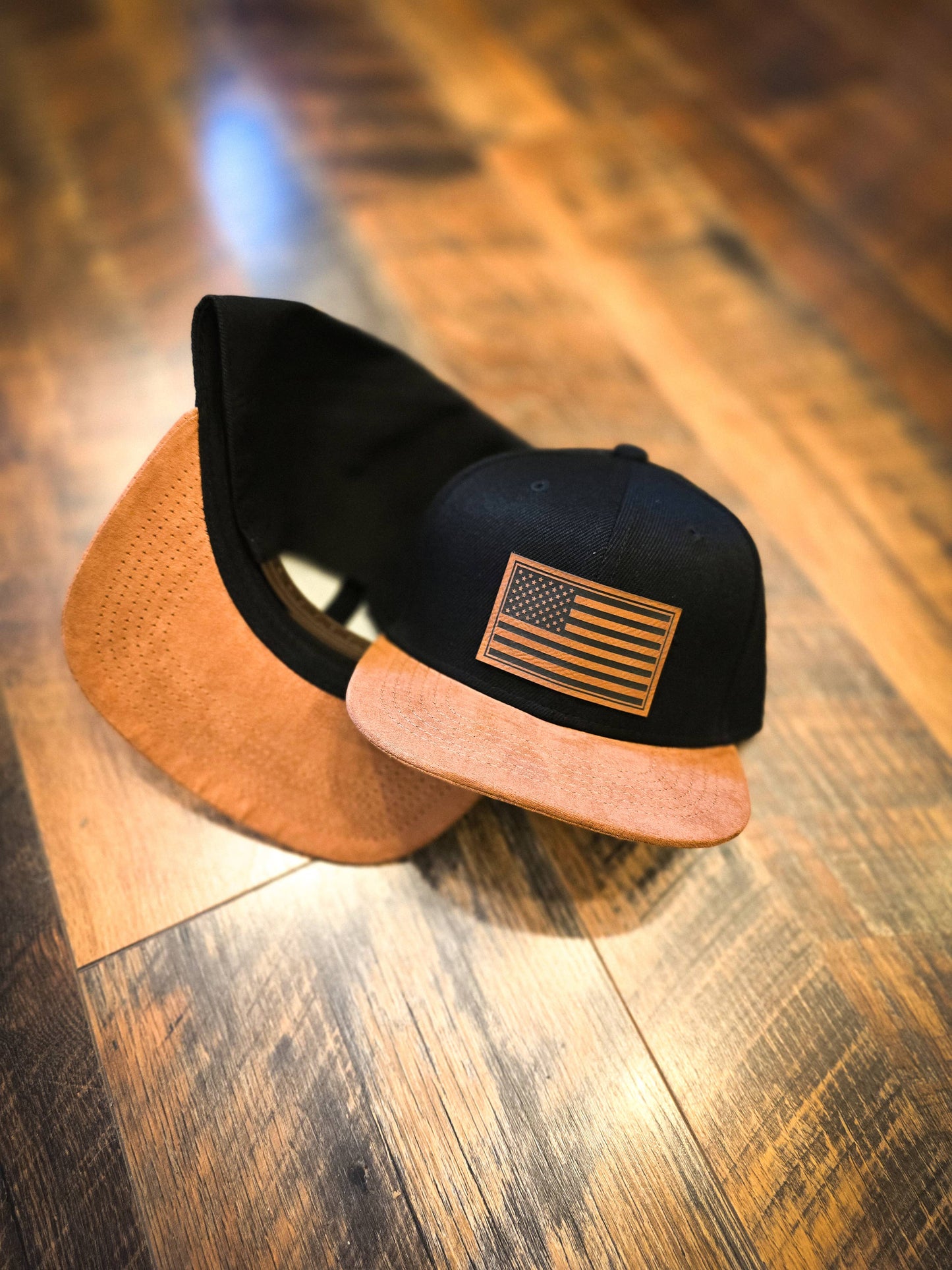 American Flag Suede Bill Snapback Hat