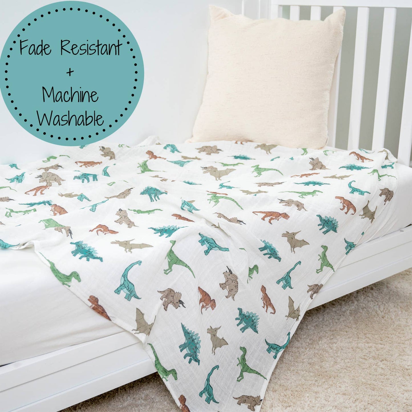 Dinosaur Muslin Swaddle Blanket