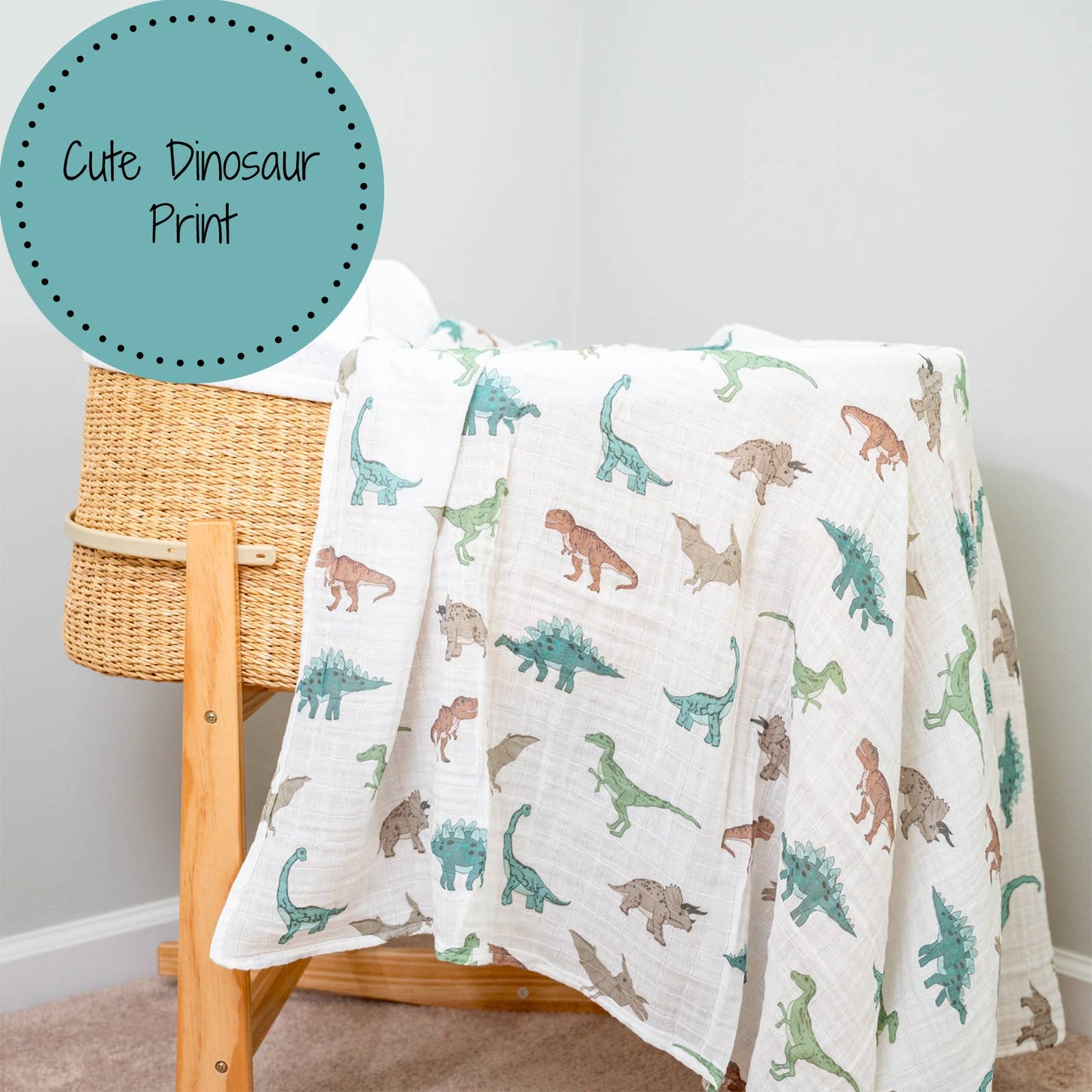 Dinosaur Muslin Swaddle Blanket