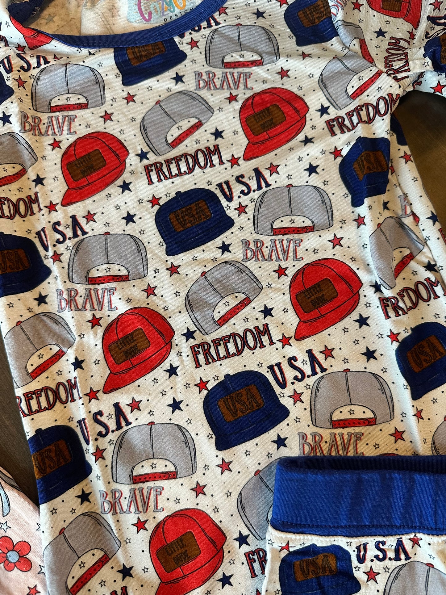 Patriotic Caps Bamboo Short Set