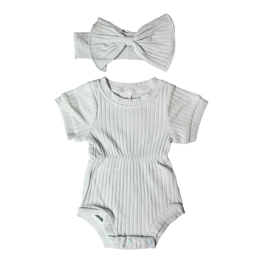 Dusty Blue Bodysuit + Bow