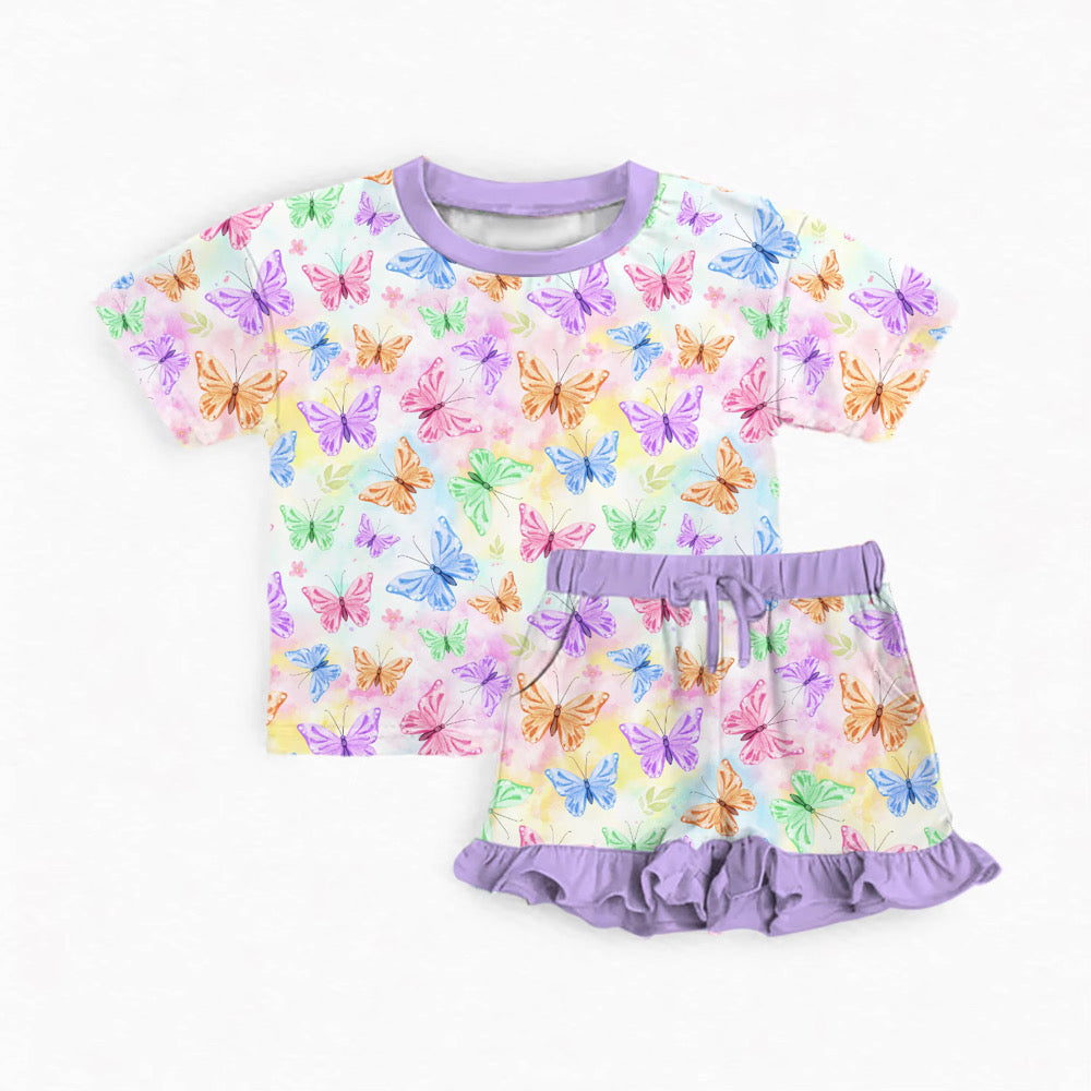 Butterfly Season Bamboo Ruffle Short Set