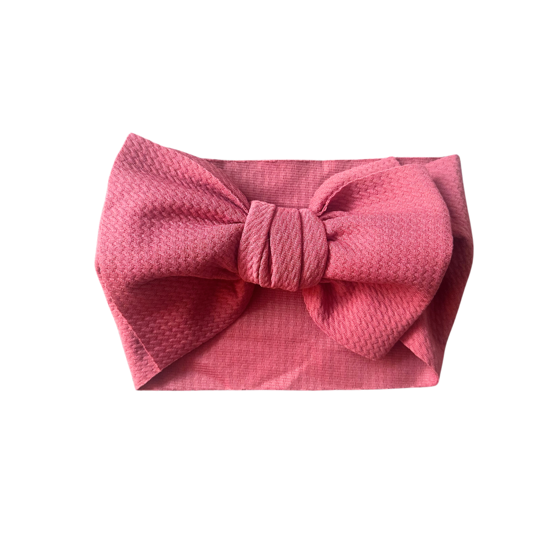 Mauve Waffle Bow Headband