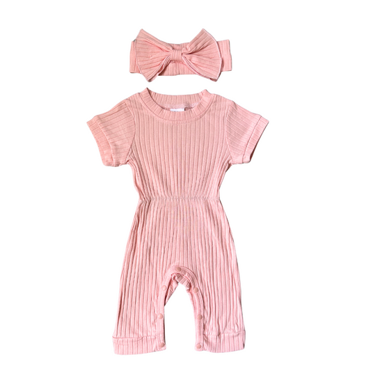 Blush Ribbed Romper