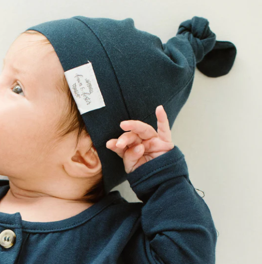 Navy Organic Knotted Gown + Knot Hat