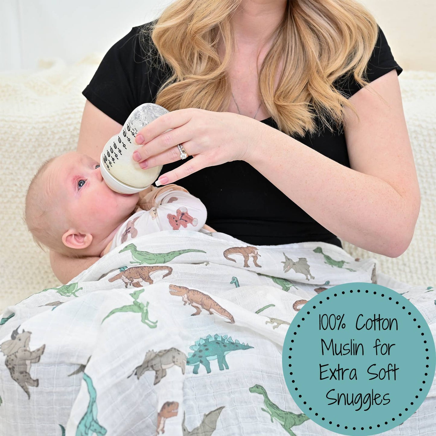Dinosaur Muslin Swaddle Blanket